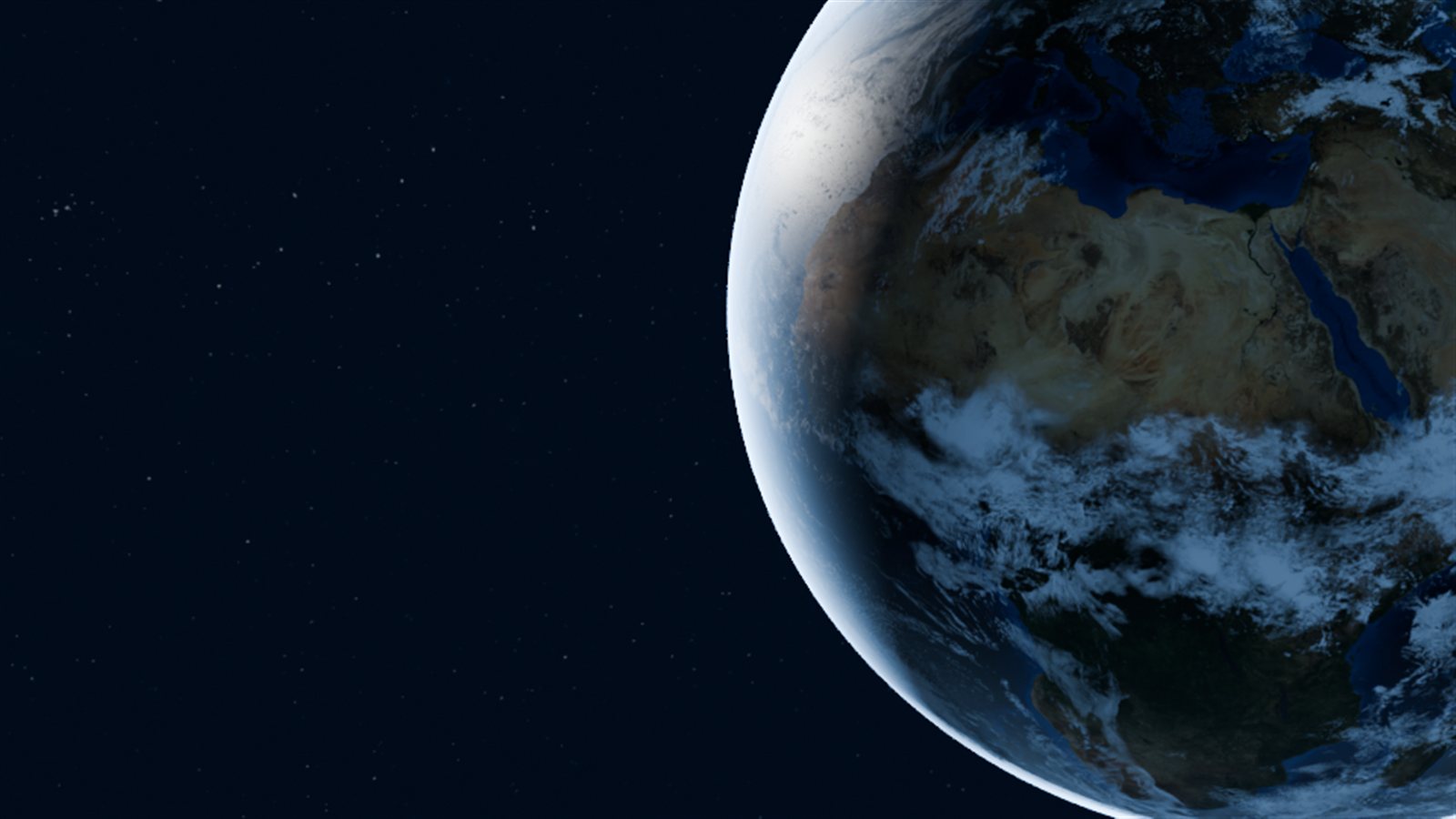 Second test: Africa and Europe in view, but the night side still faintly lit.